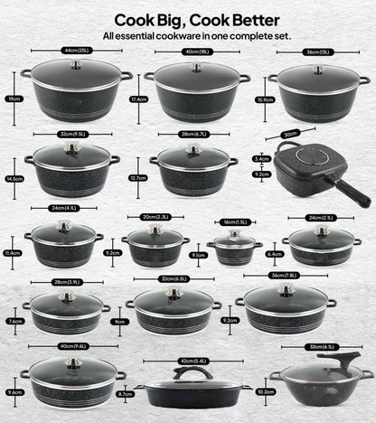 134-Pc Nonstick Cookware Set, Dishwasher Safe Pots and Pans Collection